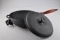 Preview: 3,5 Liter WOK aus Gusseisen mit Holzgriff und Deckel Pfanne Gusswok Wokpfanne