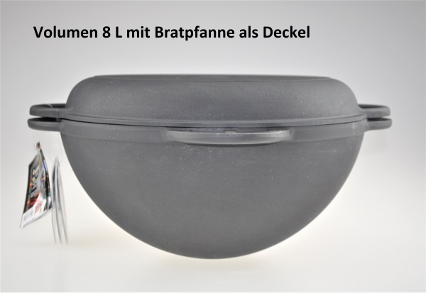 8 Liter Kazan aus Gusseisen mit Pfanne als Deckel