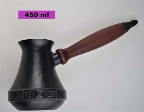 Turka aus Gusseisen 450 ml Dzhesva Jezve Kaffeekocher mit Griff aus Holz