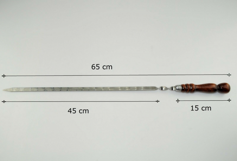 Schaschlikspieße, Schampura Stahlstärke 3mm, Grillspieß mit Holzgriff