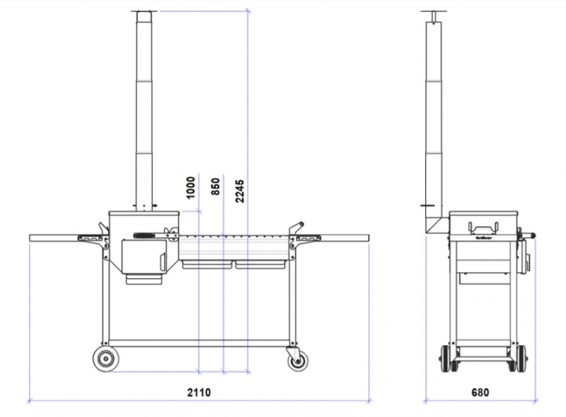 Utschak-Mangal mit Grilldeckel und Edelstahlrost - Comfort Lift Air "Iskander" 400
