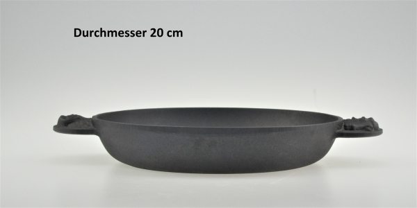 20 cm Bratpfanne Servierpfanne Portionpfanne Platte mit dekorativen Gussgriffen "Rind" aus Gusseisen