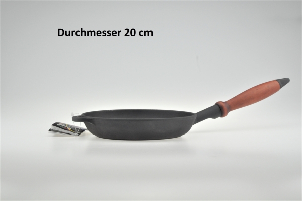 20 cm Pfanne aus Gusseisen mit Holzgriff PREMIUM