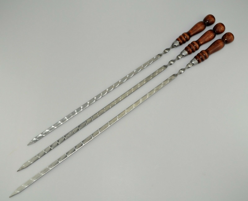 Schaschlikspieße, Schampura Stahlstärke 3mm, Grillspieß mit Holzgriff