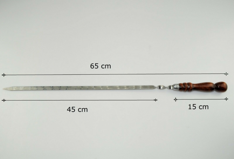 Schaschlikspieße, Schampura Stahlstärke 3mm, Grillspieß mit Holzgriff