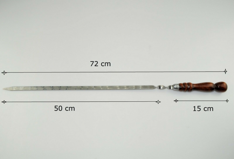 Schaschlikspieße, Schampura Stahlstärke 3mm, Grillspieß mit Holzgriff