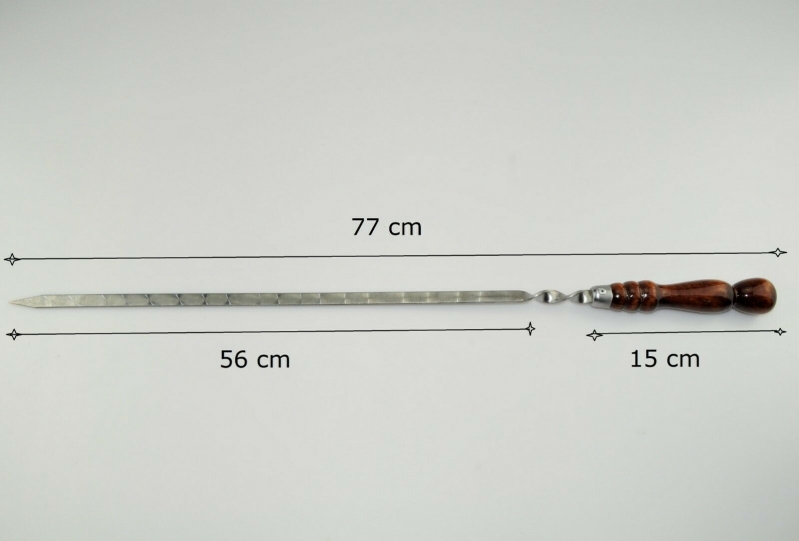 Schaschlikspieße, Schampura Stahlstärke 3mm, Grillspieß mit Holzgriff