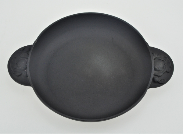 20 cm Bratpfanne Servierpfanne Portionpfanne Platte mit dekorativen Gussgriffen "Gemüse" aus Gusseisen