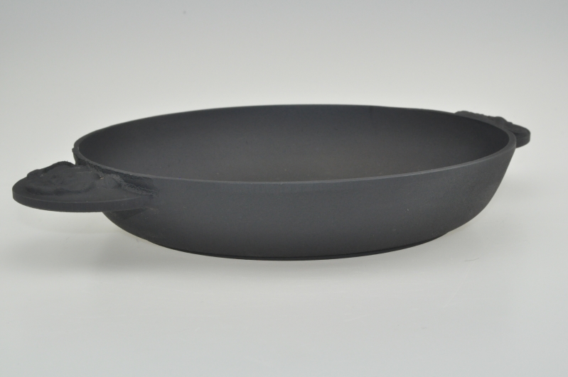20 cm Bratpfanne Servierpfanne Portionpfanne Platte mit dekorativen Gussgriffen "Gemüse" aus Gusseisen