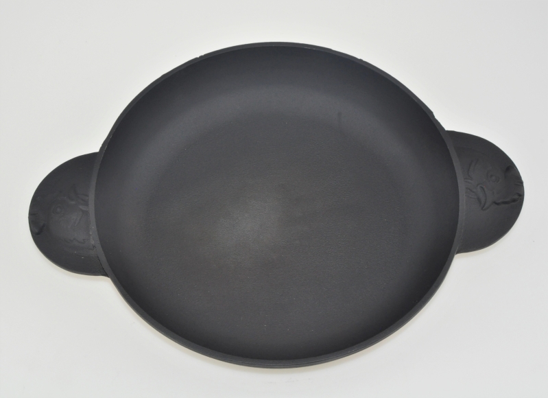 20 cm Bratpfanne Servierpfanne Portionpfanne Platte mit dekorativen Gussgriffen "Huhn" aus Gusseisen