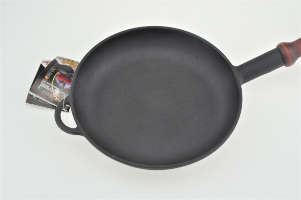 22 cm Pfanne aus Gusseisen mit Holzgriff PREMIUM